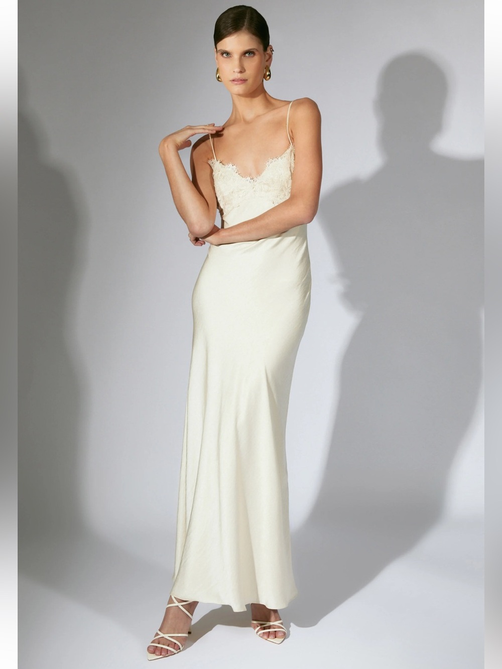 Bardot on Revolve Elisan Lace Satin Maxi Dress In Ivory size XS US2 NWT